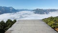 Panoramic view of Mountain Zugspitze from the paragliding take-off ramp on top of Mount Wank in Garmisch Partenkirchen Royalty Free Stock Photo