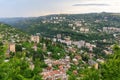 Panoramic View of the mountainous city of Chiatura, famous for its manganese mines located on the river Kvirila, Georgia