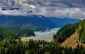 Panoramic view of the mountains in the Brandywine valley. Scenic coastal British Columbia, Canada. Brandywine Falls is located on Royalty Free Stock Photo