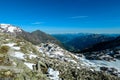 Panoramic view on the mountains of High Tauern Alps in Carinthia and Salzburg, Austria, Europe. Glacier lakes of the Goldbergkees