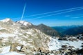 Panoramic view on the mountains of High Tauern Alps in Carinthia and Salzburg, Austria, Europe. Glacier lakes of the Goldbergkees