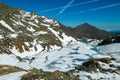 Panoramic view on the mountains of High Tauern Alps in Carinthia and Salzburg, Austria, Europe. Glacier lakes of the Goldbergkees