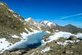 Panoramic view on the mountains of High Tauern Alps in Carinthia and Salzburg, Austria, Europe. Glacier lakes of the Goldbergkees