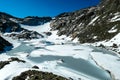 Panoramic view on the mountains of High Tauern Alps in Carinthia and Salzburg, Austria, Europe. Glacier lakes of the Goldbergkees