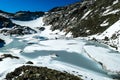 Panoramic view on the mountains of High Tauern Alps in Carinthia and Salzburg, Austria, Europe. Glacier lakes of the Goldbergkees