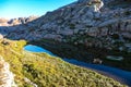 Panoramic view on the mountains of Hohe Tauern Alps in Carinthia, Austria, Europe. A lake and water reservoir on the Moelltaler