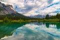 Panoramic Mountain Reflections At Cascade Ponds Royalty Free Stock Photo