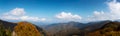 Panoramic view of mountains on Yedigoller Road.