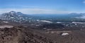 Panoramic view on Mutnovsky Volcano and the valley from Gorely Volcano Royalty Free Stock Photo
