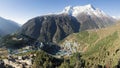 Panorama of Namche Bazaar and surrounding mountains from above  Sagarmatha  Nepal Royalty Free Stock Photo