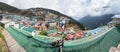 Panorama of Namche Bazaar village on a cloudy day  Everest Base Camp trek  Namche Bazaar  Nepal Royalty Free Stock Photo