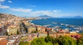 Panoramic view of Naples city with Mount Vesuvius, Italy