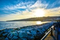 Panoramic view of Naples at sunset, seafront Francesco Caracciolo.