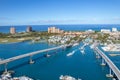 The panoramic view of Nassau harbour and Paradise Island, Nassau, Bahamas. Royalty Free Stock Photo