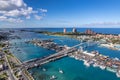 The panoramic view of Nassau harbour and Paradise Island, Nassau, Bahamas. Royalty Free Stock Photo