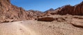 Panoramic view of Natural Bridge Canyon hiking trailhead in Death Valley National Park Royalty Free Stock Photo