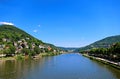 Panoramic view of Neckar river with the old bridge Karl Theodor