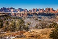 Panoramic view on the Needles District in the Canyonlands National Park, Utah Royalty Free Stock Photo