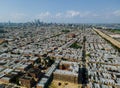 Panoramic view of neighborhood in roofs and streets of Philadelphia PA US