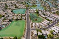 Panoramic view of neighbourhood single-family over suburban homes in residential area near many small pond with Avondale town Royalty Free Stock Photo