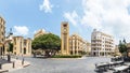 Panorama of Nejmeh square in downtown Beirut with the Lebanese parliament building, Lebanon