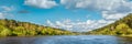 Panoramic view of the Neman River in Grodno in summer with beautiful landscapes Royalty Free Stock Photo