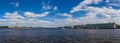 Panoramic view of the Neva River, Peter and Paul Fortress and the Winter Palace. St. Petersburg. Russia Royalty Free Stock Photo