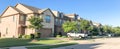 Panoramic view new established neighborhood houess in suburban Dallas, Texas