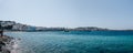 Panoramic view of the new port in Hora Mykonos Town, Mykonos, Greece Royalty Free Stock Photo