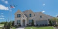 Panoramic view new single-family house with nice trim front yard near Dallas, Texas Royalty Free Stock Photo