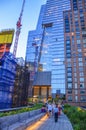 Panoramic view of New York city Buildings walking on the High Line Royalty Free Stock Photo