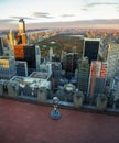 New York City and Central Park during Sunset from Empty Roof Top of Rockefeller Center Royalty Free Stock Photo