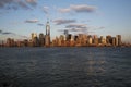 Panoramic view of New York City Skyline on water featuring One World Trade Center (1WTC), Freedom Tower, New York City, New York, Royalty Free Stock Photo