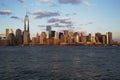 Panoramic view of New York City Skyline on water featuring One World Trade Center (1WTC), Freedom Tower, New York City, New York, Royalty Free Stock Photo