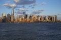 Panoramic view of New York City Skyline on water featuring One World Trade Center (1WTC), Freedom Tower, New York City, New York, Royalty Free Stock Photo