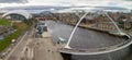 Panoramic view of Newcastle and Gateshead Quayside and Bridges, Royalty Free Stock Photo