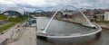 Panoramic view of Newcastle and Gateshead Quayside and Bridges in north east  England Royalty Free Stock Photo