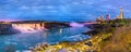 Panoramic view of Niagara Falls in the evening from Canada Royalty Free Stock Photo