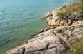 Panoramic view of nice colorful huge cliff and sea. Royalty Free Stock Photo