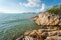 Panoramic view of nice colorful huge cliff and sea. Royalty Free Stock Photo