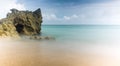 Panoramic view of nice colorful huge cliff and sea on the back Royalty Free Stock Photo