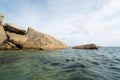 Panoramic view of nice colorful huge cliff and sea. Royalty Free Stock Photo