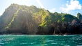 Panoramic view of nice colorful huge cliff and sea Royalty Free Stock Photo