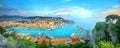 Panoramic view of Nice Old Port. Nice, France, Cote d`Azur, French Riviera Royalty Free Stock Photo