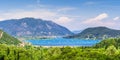 Panoramic view of Nidri harbour and village in Lefkada Royalty Free Stock Photo