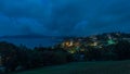 Panoramic view at night of Cable Bay and Mangonui in New Zealand Royalty Free Stock Photo