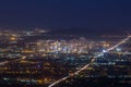 Panoramic view of night Phoenix skyline with glowing lights