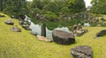 Panoramic view of Ninomaru Garden with ornamental stones in a la