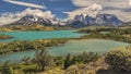 Panoramic view of NordenskjÃÂ¶ld lake, Paine Grande, los Cuernos and Monte Almirante Nieto Royalty Free Stock Photo