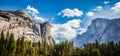 Panoramic View of North and Half Dome in the Valley, Yosemite National Park, California Royalty Free Stock Photo
